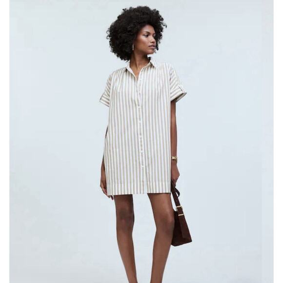 Madewell Dresses & Skirts - Madewell Women’s Size M Striped Mini Shirtdress Coastal Beach Summer Dress Shirt